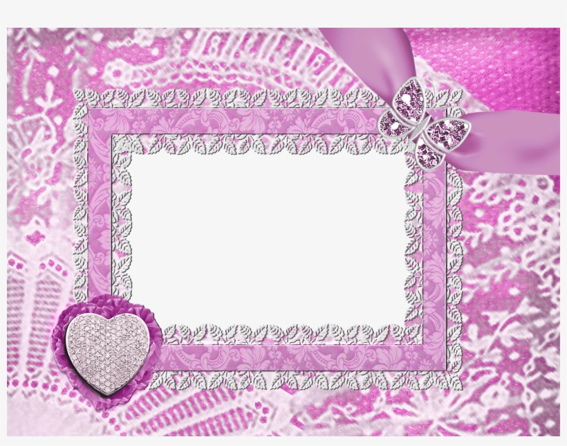 15 Photo Frames Png Format Free For On - Pink Frame With Butterfly, transparent png download