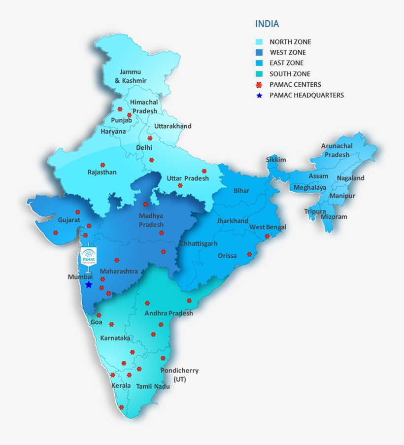 Across All The 39 Locations Pamac Has Trained Teams - Map Of India, transparent png download