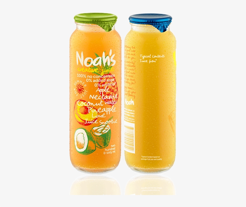 Apple, Nectarine, Coconut Water, Pineapple And Lime - Noahs Juices, transparent png download