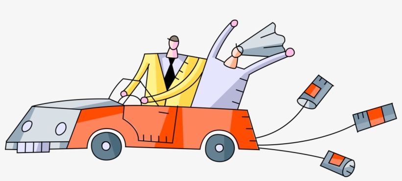 Vector Illustration Of Honeymoon Couple Just Married - Car, transparent png download