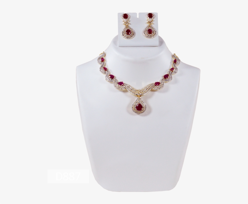Ruby American Diamond Jewelry Set, transparent png download