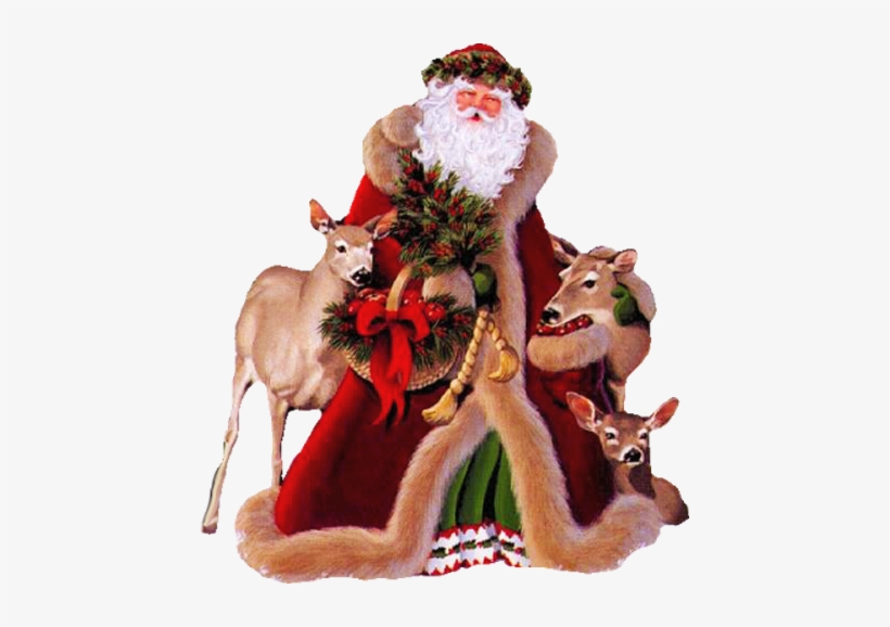 Santa Claus And Animals - Old Time Santa Claus, transparent png download