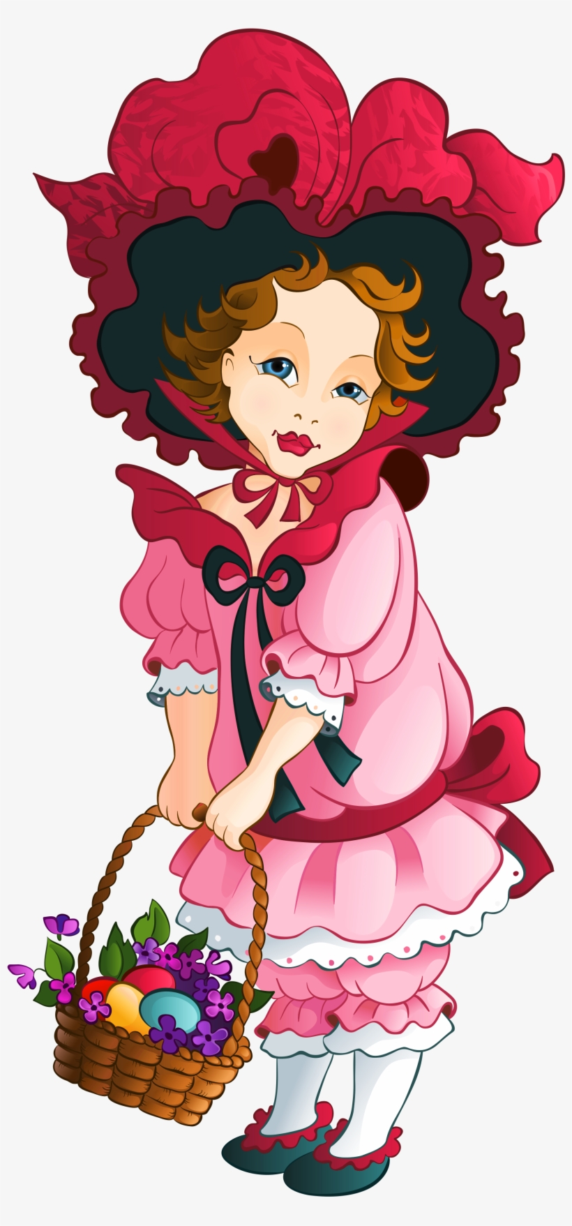 Easter Girl With Basket Png Clipart Picture - Easter Girl Png, transparent png download