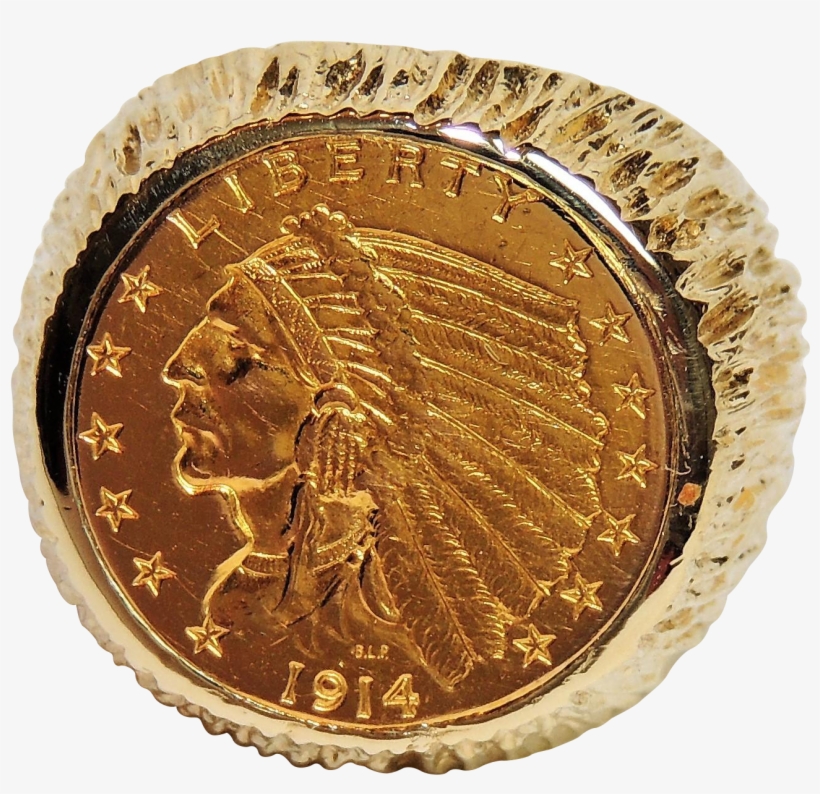 1914 D Indian Head Gold Coin Ring, 2 1/2 Dollars, 14k - Gold, transparent png download