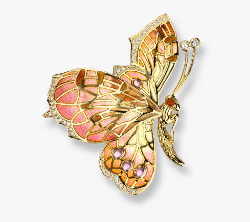 Nicole Barr Designs 18 Karat Gold Butterfly Necklace-gold - Pink And Gold Butterflies, transparent png download