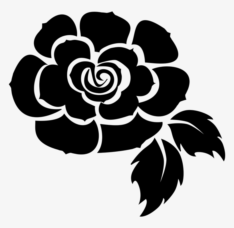 Flowers, Rosa, Pink Vector, Flower, Pink Open - Flower Vector Black Png, transparent png download