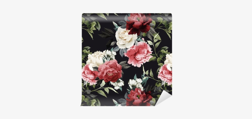 Seamless Floral Pattern With Roses, Watercolor - Behang Bloemen, transparent png download