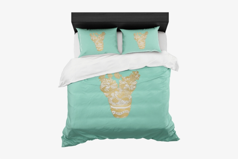 Mint Trio Of Succulents In Gold Bed In A Box Duvet - Duvet Cover, transparent png download
