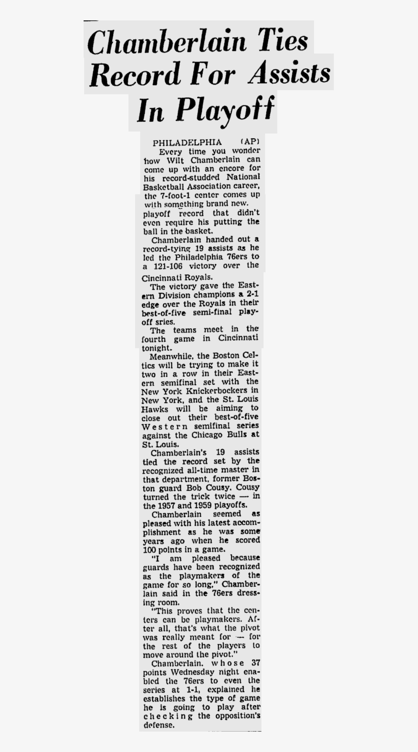 Bill Russell Wilt Chamberlain Head To Head Download - Document, transparent png download