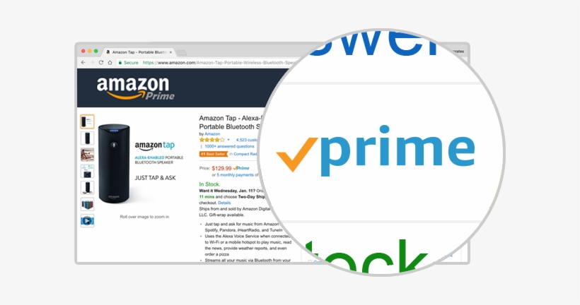 Look For The Prime Logo On Amazon - Amazon Tap Alexa-enabled Portable Bluetooth Speaker, transparent png download