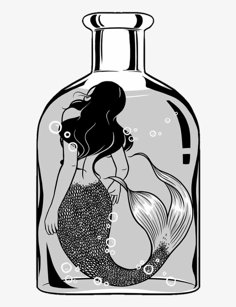 Mermaid Water Blackandwhite Bottle Tumblr - Henn Kim, transparent png download