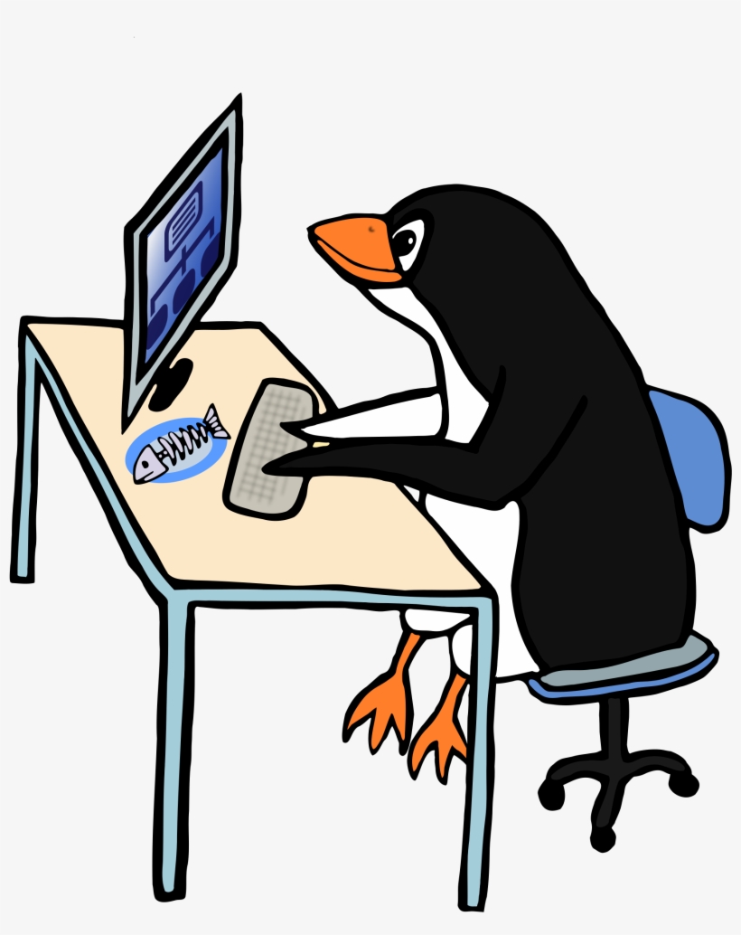 Jpg Free Library Penguin Admin Big Image Png - Animal On Computer Cartoon, transparent png download