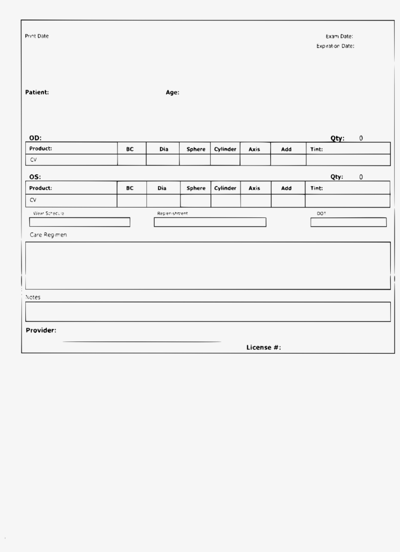 This Free Icons Png Design Of Eye Prescription Form, transparent png download