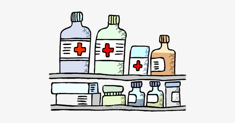 Medication Displayed On Shelves Royalty Free Vector - Antisepticos En Cirugia, transparent png download
