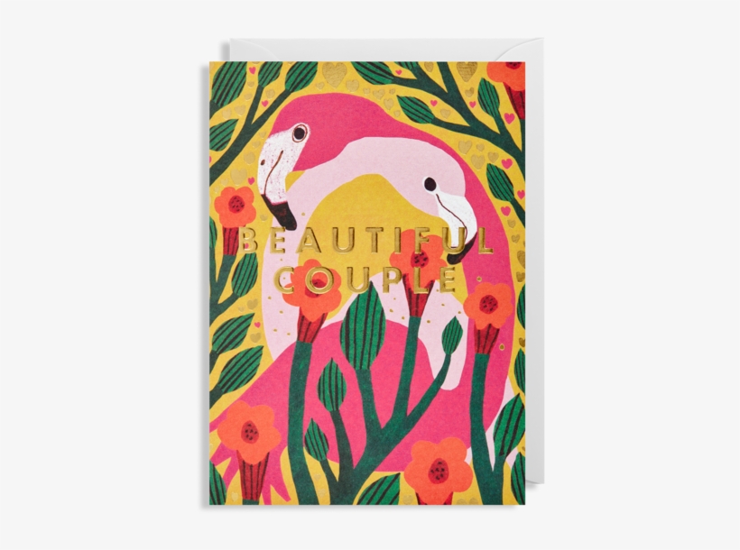 Beautiful Couple Flamingo Greeting Card - Greeting Card, transparent png download