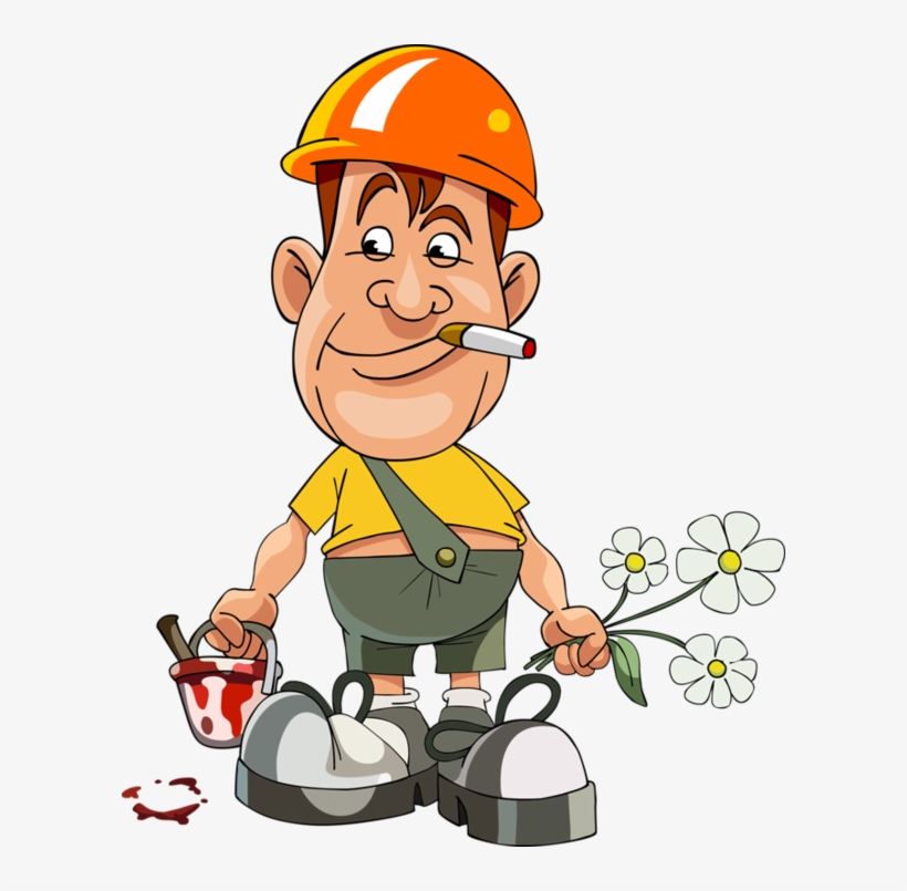 Royalty Free Library Pin By Dara Tata On Pinterest - Construction Worker Smoking Cartoon, transparent png download