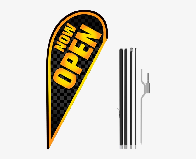 11ft Now Open Stock Teardrop Flag With Ground Stake - Flag, transparent png download
