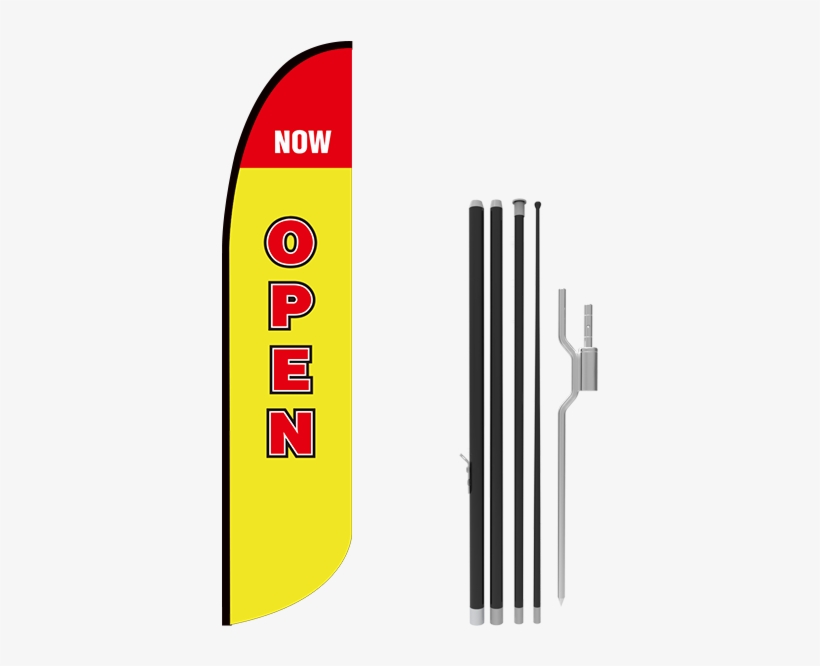 13ft Now Open Stock Blade Flag With Ground Stake - Stock, transparent png download