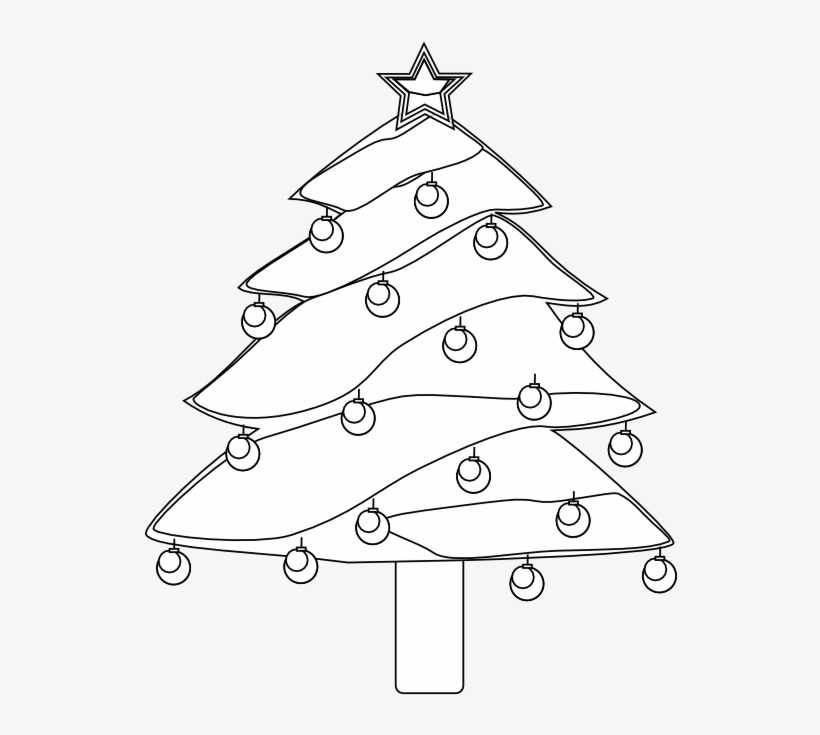 Lightly Decorated Evergreen 1 Christmas Black White - Christmas Day, transparent png download