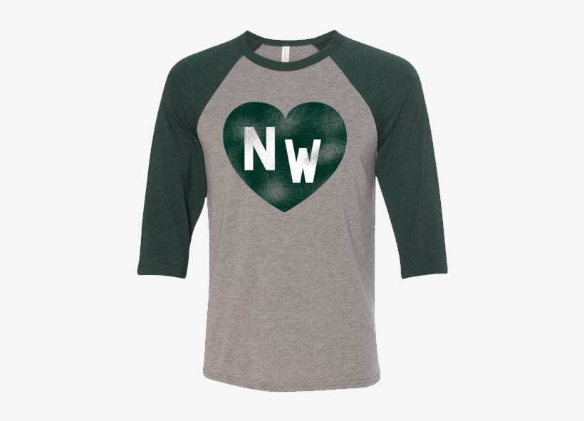 Nw Distress Heart Print Triblend Raglan - Unisex California Bear Three-quarter Sleeve Baseball, transparent png download