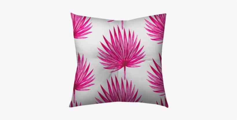 Watercolor Tropical Pink Palm Leaves Seamless Pattern - Mural, transparent png download