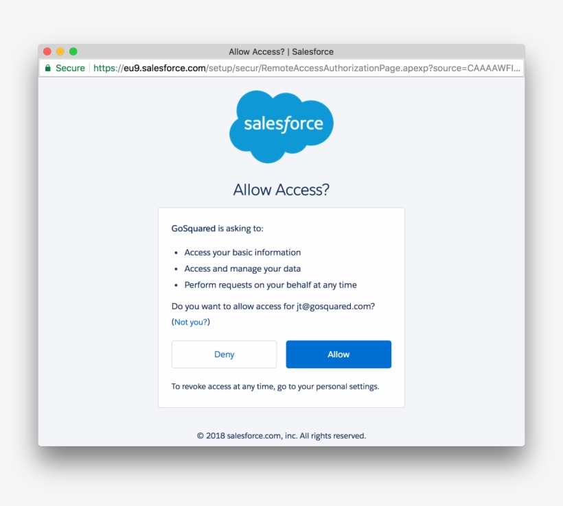 Click Connect This Will Open A New Window Where You'll - Salesforce.com, transparent png download