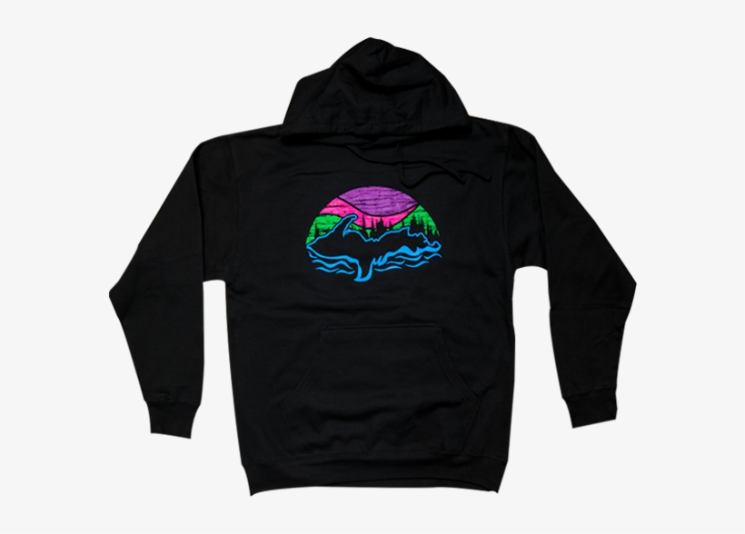 Northern Lights" Black Midweight Hoodie - Hoodie, transparent png download