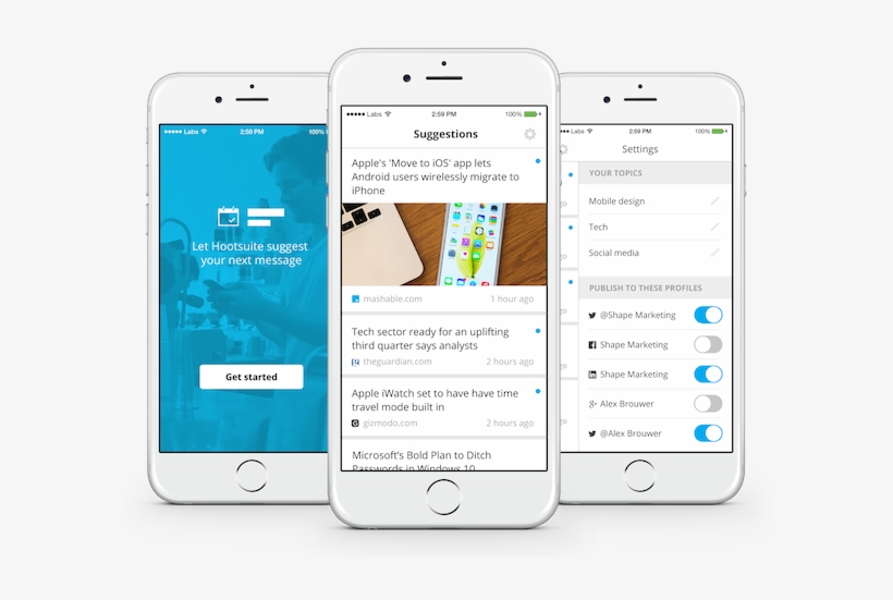 Hootsuite Suggestions Provides A List Of Suggested - Hootsuite Dashboard Mobile, transparent png download