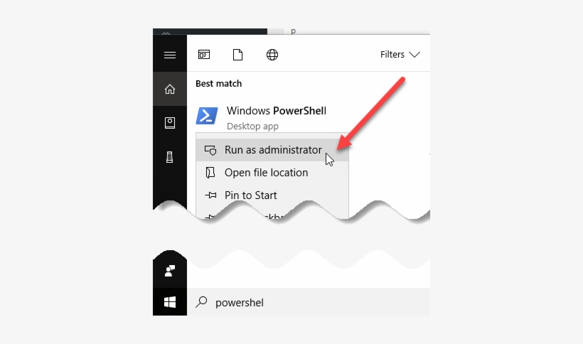 First, Open An Elevated Powershell Window By Clicking - Powershell, transparent png download
