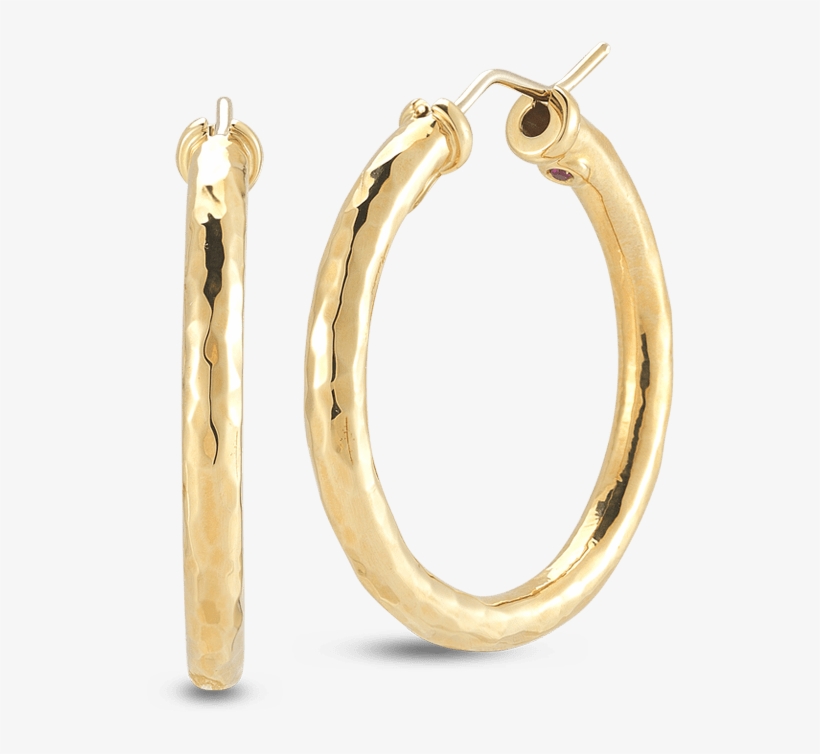 Roberto Coin Designer Gold 18k Yellow Gold Small - Roberto Coin 18k Yellow Gold Martellato Hoop Earrings, transparent png download