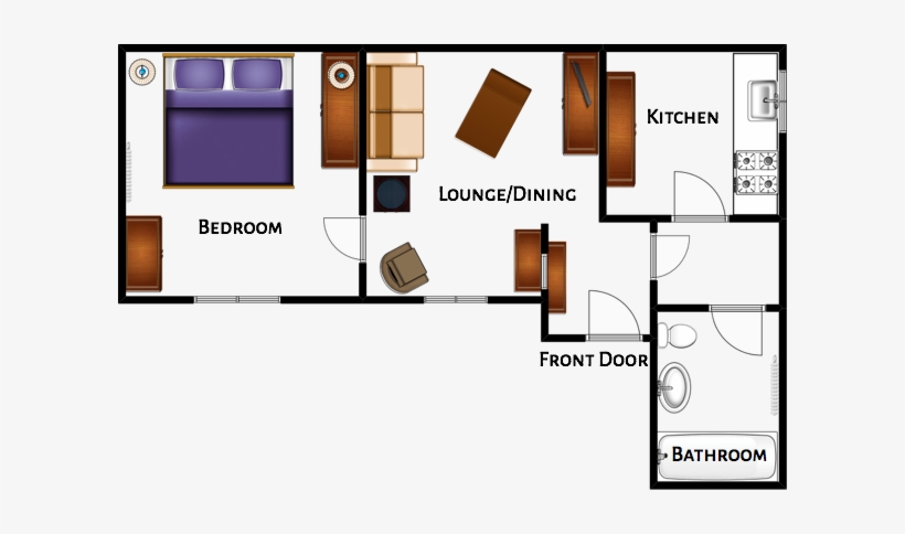 1 Double Bedroom, Lounge With Dining Area, Full Kitchen, - Style, transparent png download