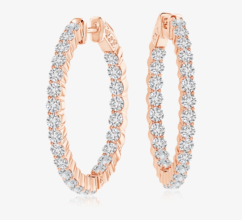 Diamond Hoop Earrings - Shared Prong Lab Grown Diamond Inside Out Hoop Earrings, transparent png download