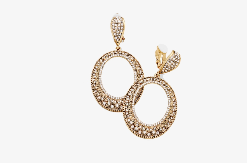 Picture Freeuse Download Gold Rhinestone Filigree Oval - Earring, transparent png download