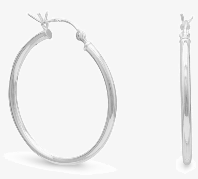 2mm X 28mm Hoop Earrings With Click - Hoop Earrings Medium 2mm X 28mm Round Tube Sterling, transparent png download
