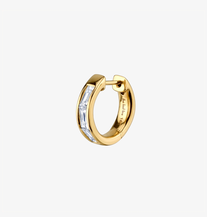 Medium Diamond Baguette Hoop Earring - Medium Diamond Baguette Hoop Earring 14k Yellow Gold, transparent png download