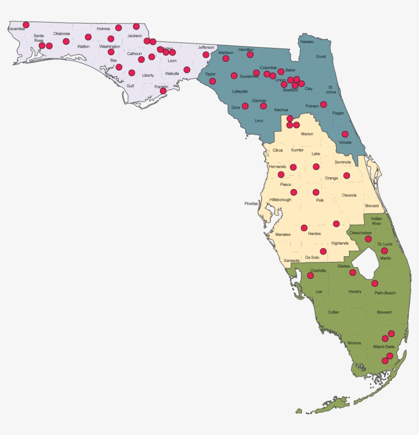 Map Of Institutions - Florida Prisons Map, transparent png download