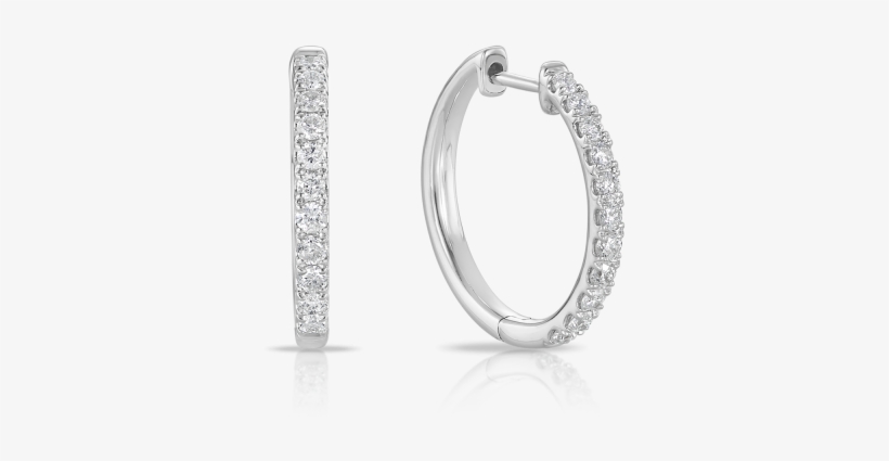 Diamond Huggie Earrings Set In 9ct White Gold - Huggie Earrings, transparent png download