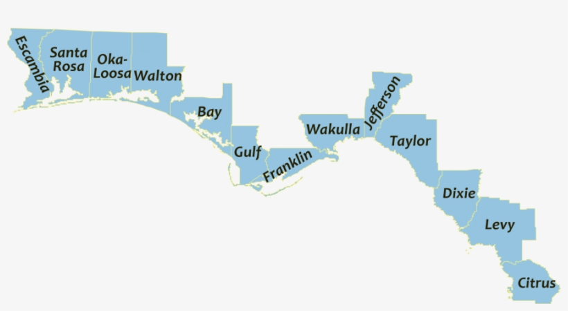 A Map Showing The Coastal Counties In The Northwest - Rural Florida Panhandle, transparent png download