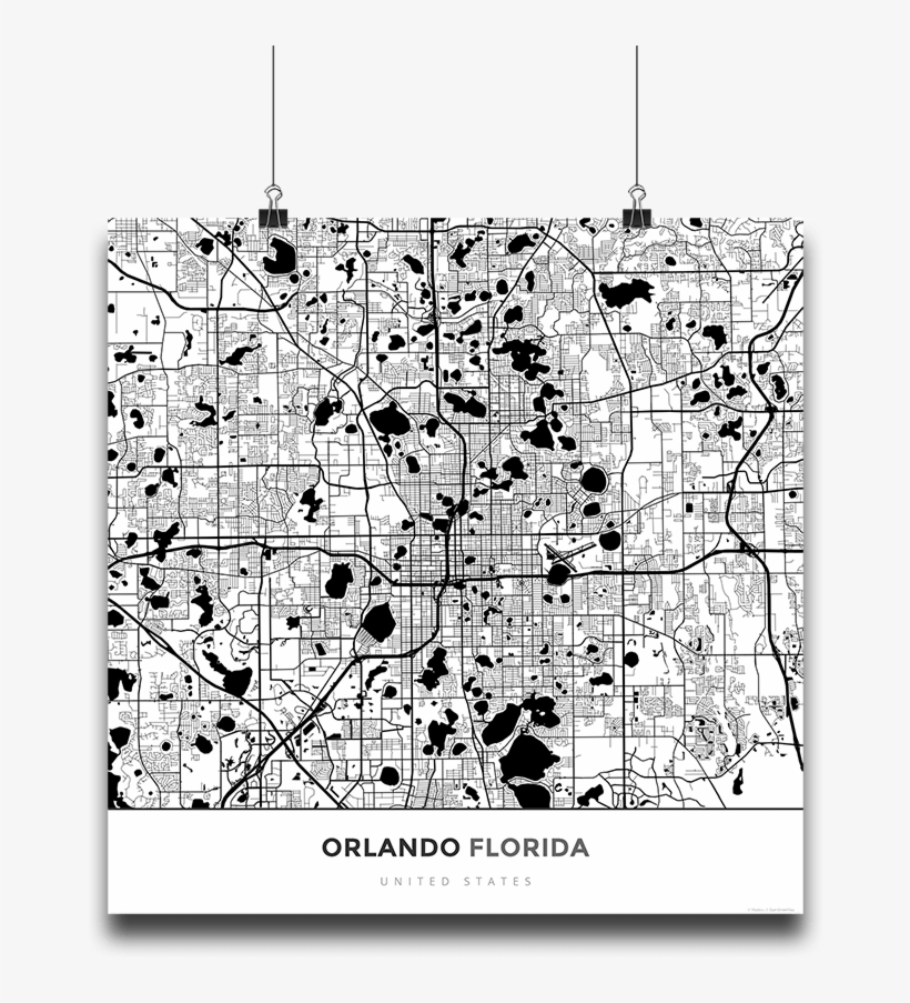 Premium Map Poster Of Orlando Florida - Florida, transparent png download