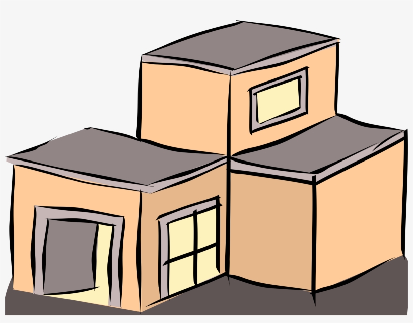 Salmon Coloured Building Image Free Library - Flat Roof Clipart, transparent png download