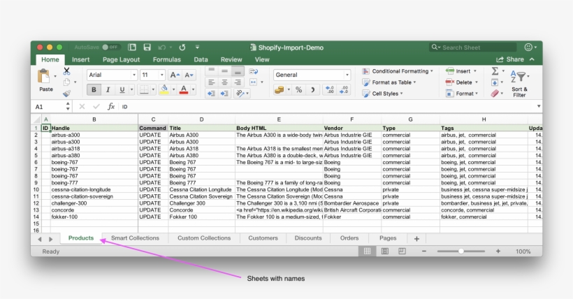 Shopify Excel File Template - Template, transparent png download