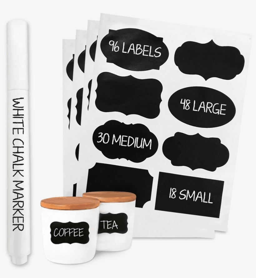 96 Chalkboard Labels & White Chalk Marker - Labels For Jars, transparent png download