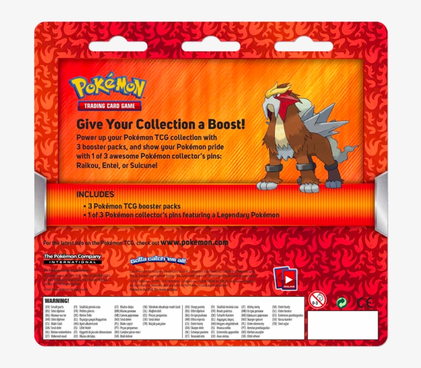 Sun & Moon - Pokemon 3 Booster Pin Blister: Entei, transparent png download