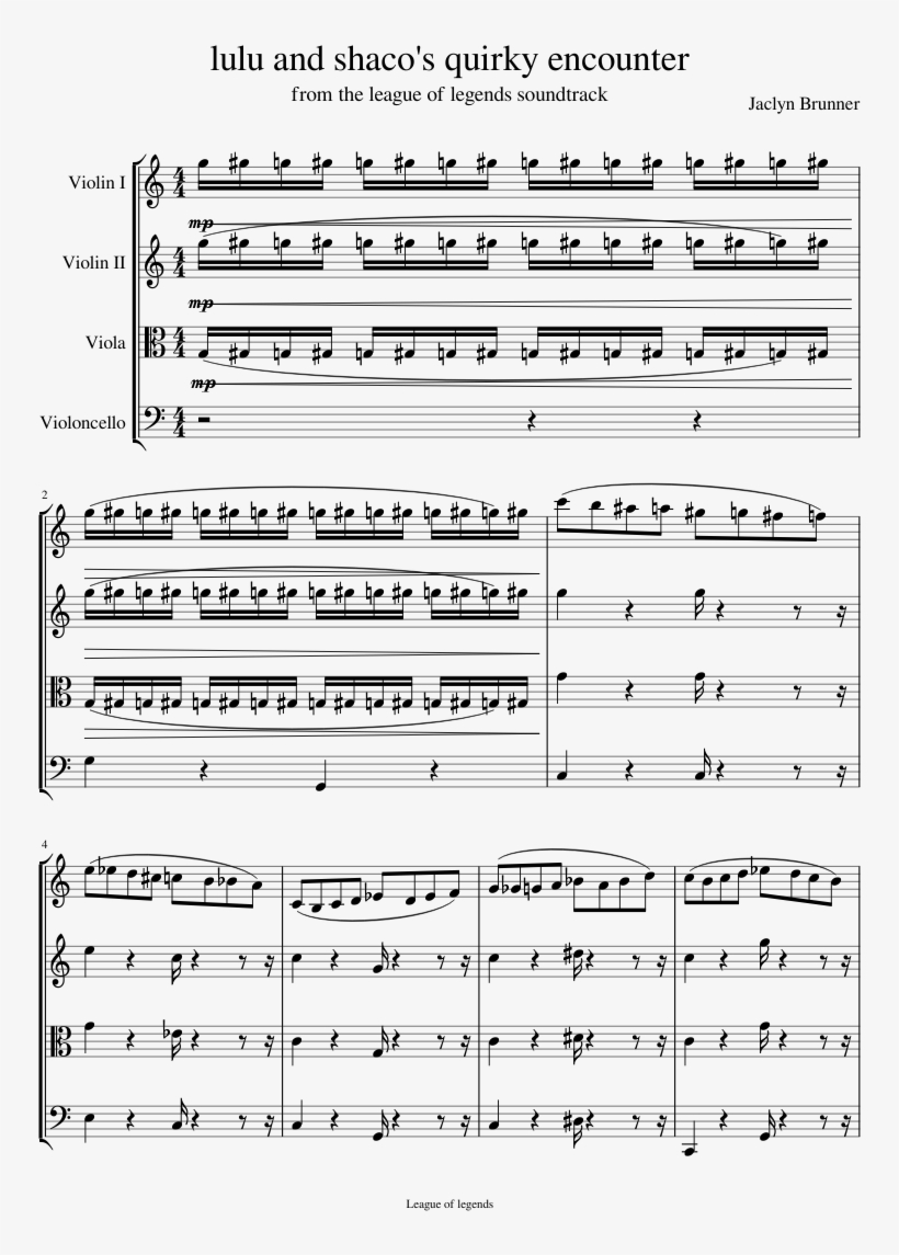 Lulu And Shaco's Quirky Encounter Sheet Music Composed - Lourdes Gloria Sheet Music, transparent png download