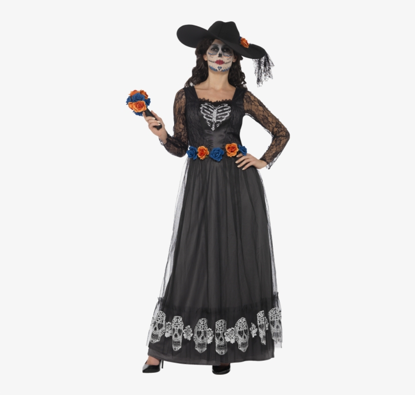 Day Of The Dead Skeleton Bride For Sale - Day Of The Dead Ladies Costume Uk, transparent png download