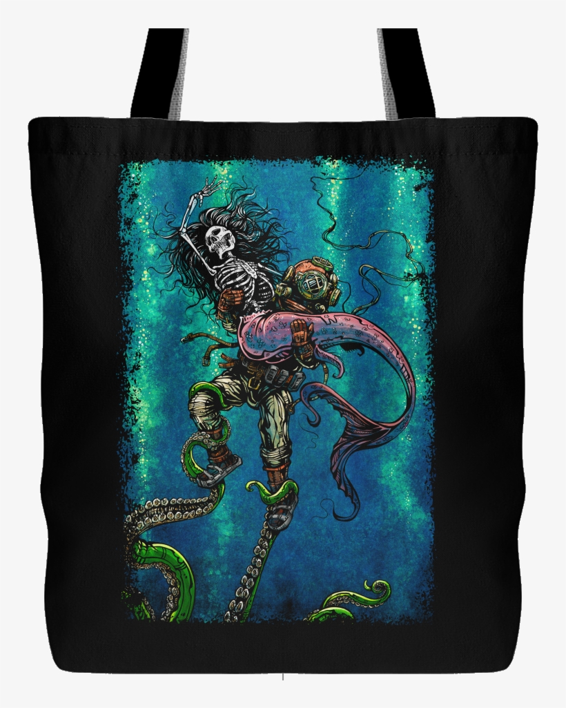 Day Of The Dead Artist David Lozeau, Tote Bag, Dia - Mermaid Skeleton Fanart, transparent png download