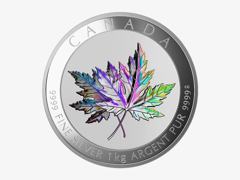 One-kilogram Fine Silver Hologram Coin - Canada Maple Leaf Coin, transparent png download