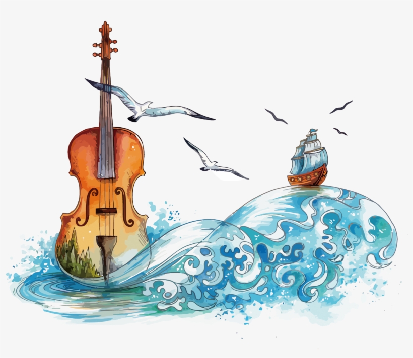 Violin Watercolor Painting - Watercolor Painting Violin, transparent png download