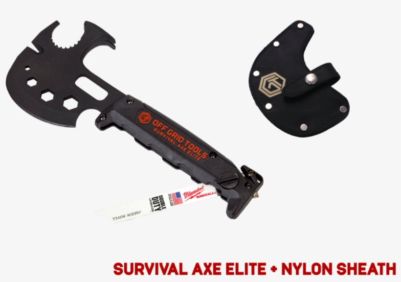 Sae Red - Ns - Survival Axe Elite-black, transparent png download