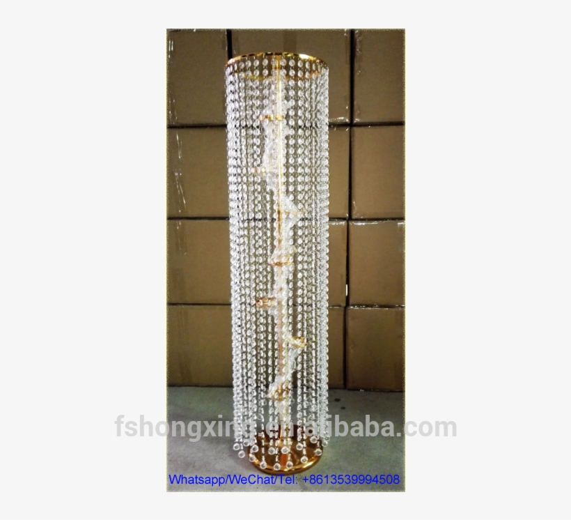 High Aisle Gold Metal Wedding Flower Stand With Crystal - Chandelier, transparent png download